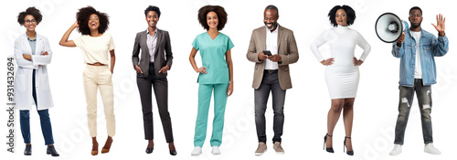 Diverse people full body png cut out element set