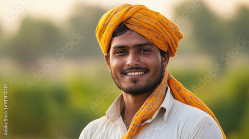 Young indian farmer giving happy expression