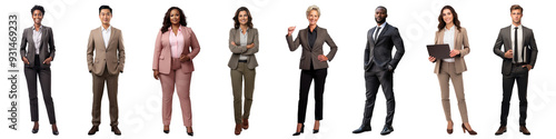 Business people full body png cut out element set