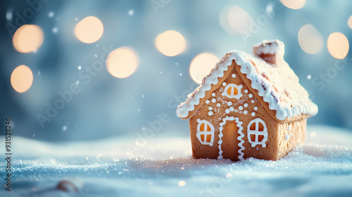 Warm Christmas gingerbread house background