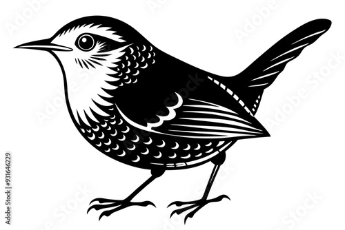 wren silhouette vector illustration