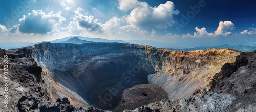 Aso crater viewed from the observatory. with copy space image. Place for adding text or design