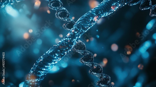 A detailed view of DNA strands highlighting genetic mutations linked to various diseases, emphasizing scientific research and discovery