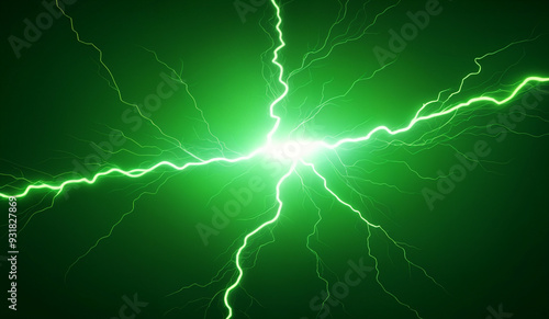 Green lighting energy flash background. AI Generated