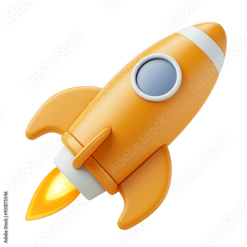 rocket 3d render icon isolated on transparent background cutout