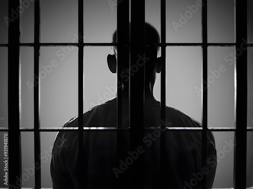 Silhouette of person in jail