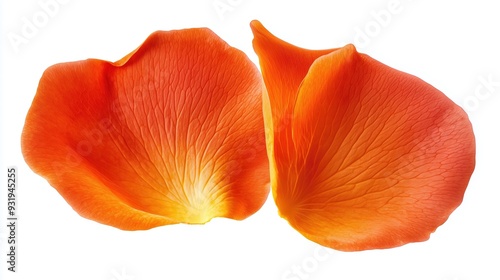 Orange rose petal on white background, isolate