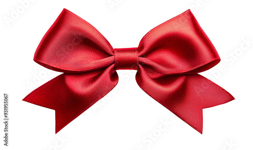 Vibrant Red Satin Ribbon Bow, Elegant Decorative Gift Wrapping Element for Christmas, Birthday, and Special Occasions, Luxurious Ribbon Accessory