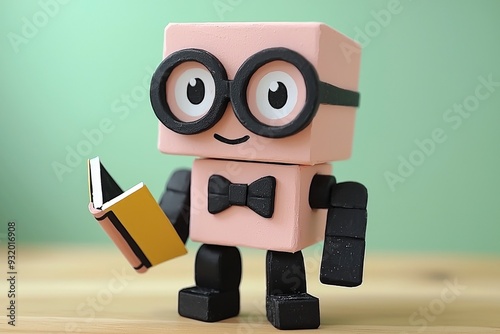 Cute Robot Toy Holding a Book