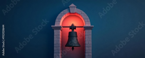 Gothic bell tower, eerie chime, 3D illustration