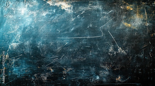 blackboard with remnants of chalk dust and partially erased notes, giving a sense of ongoing classroom activity and previous lessons