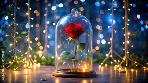 Enchanted Rose Under Glass Dome, Fairy Tale , Fantasy , Romance , Belle