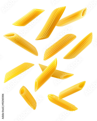 penne pasta isolated on transparent background