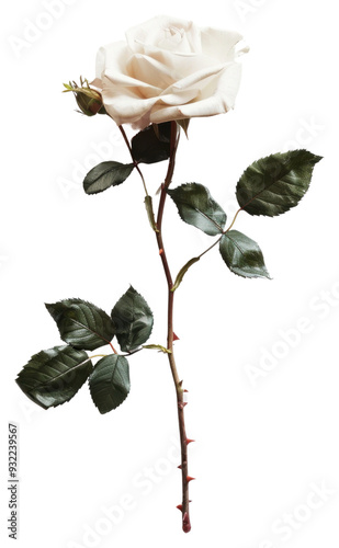 PNG Elegant white rose with thorns