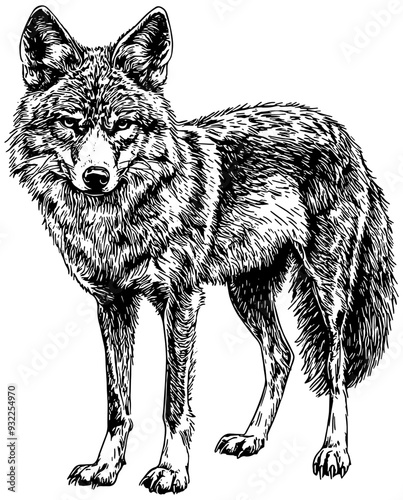 Coyote standing, isolated 