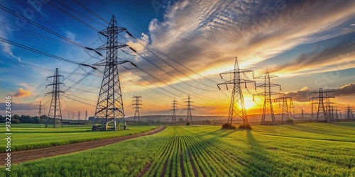 sunset over the electric transport field