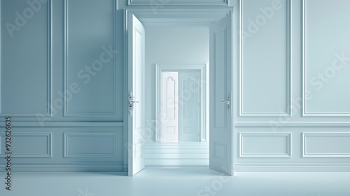 Inviting Entrance: Open White Double Door