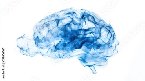 Minimalist blue and white abstract brain waves, neuroscience and mental health