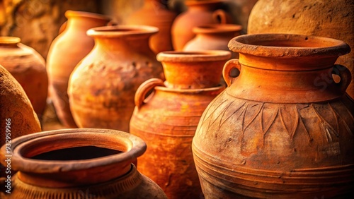 Warm Ancient Terracotta Rustic Macro Shot Soft Natural Light Moody Depths