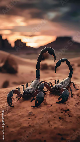 Scorpions at Sunset Banner in Desert Landscape