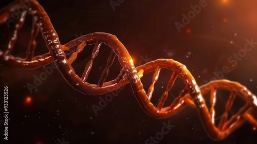 Double helix DNA structure floating in space, Human DNA, cosmic and scientific exploration