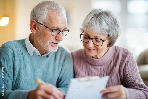 Senior couple in their cozy home, discussing pension plans and estate management with their attorney, retirement estate strategy, pension legacy planning