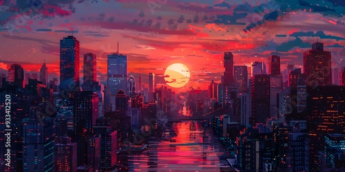 Sunset in the city background