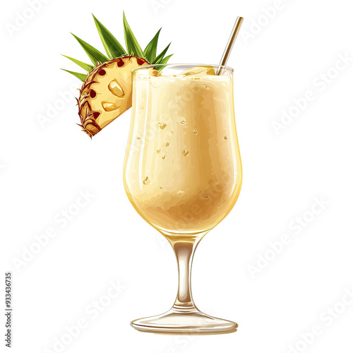 pina colada cocktail clip art isolated on white background