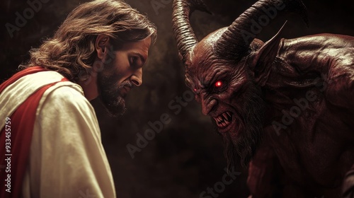 Jesus stands before the devil