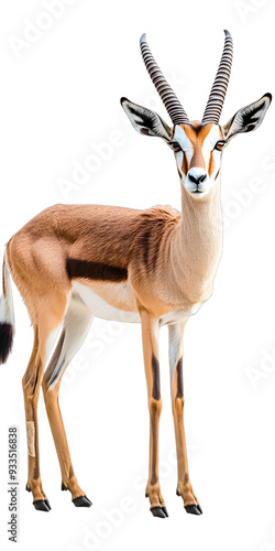 [Transparent Background PNG]Gazelle with Long Twisted Horns on White Background