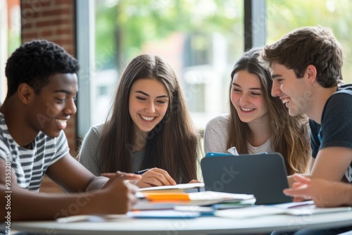 College students in a study group, collaborating on assignments and discussing course materials, building academic relationships