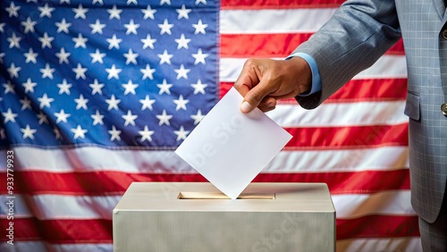 A diverse hand inserts a completed ballot into a secured voting box, symbolizing civic duty, democracy, and the importance of casting a vote.