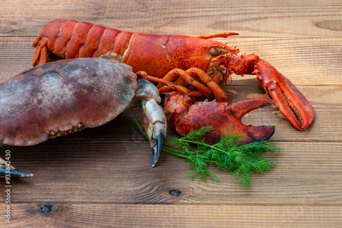 Lobster on wooden Background