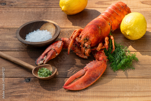 Lobster on wooden Background