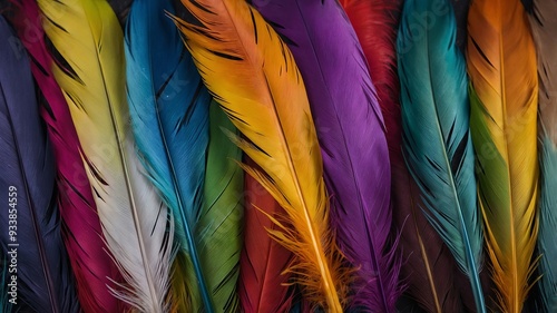 Multicolored Background of Feathers in Various Colors.