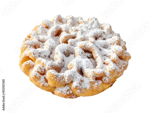 Sugar coated funnel cake isolated on transparent or white background