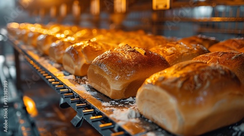 Bread on conveyor line