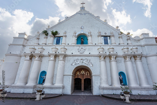 Exterior of Laoag cathedral (Saint William's Cathedral) in Laoag, Ilocos Norte, Philippines, Asia