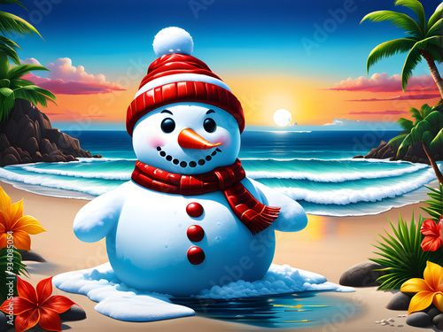 Hot snowman art illustration