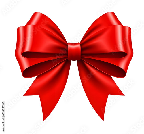 A beautiful red bow for gift wrapping on transparent background