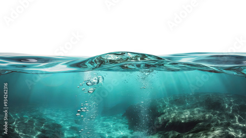 Water surface with bottom of the sea isolated on transparent background