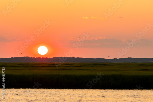 Avalon, New Jersey - Golden Hour Sunset over the Cape May National Wildlife Refuge