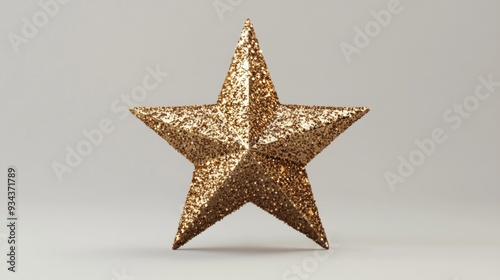 A gold star with glitter on it is the main focus of the image