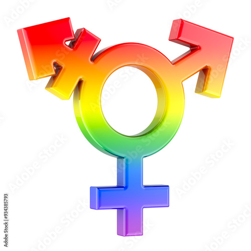 Transgender symbol, front view. 3D rendering isolated on transparent background