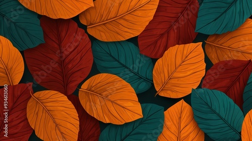 A modern flat pattern featuring autumn leaves, perfect for Thanksgiving.