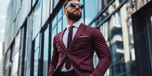 man wearing burgundy suit 