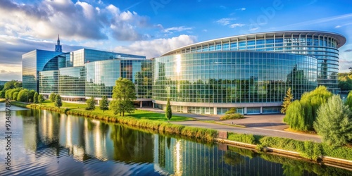 View of European Parliament buildings in Luxembourg Kirchberg, Europe, parliament, architecture, Luxembourg, Kirchberg, modern, design