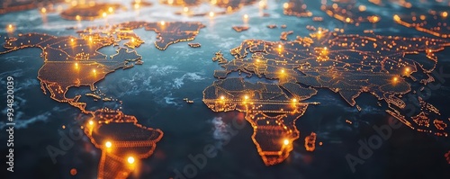 Abstract representation of economic policy impacting global trade routes, concept of international economic relations