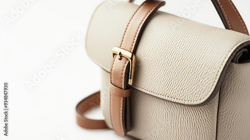 Collection of women's fashion beige handbags isolated on a white background. Includes cloud leather unisex casual shoulder bags. High-resolution product photo for stock imagery.