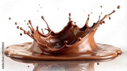 Close-up of a splash of chocolate on a white background, chocolate, cocoa, sweet, dessert, brown, liquid, indulgence